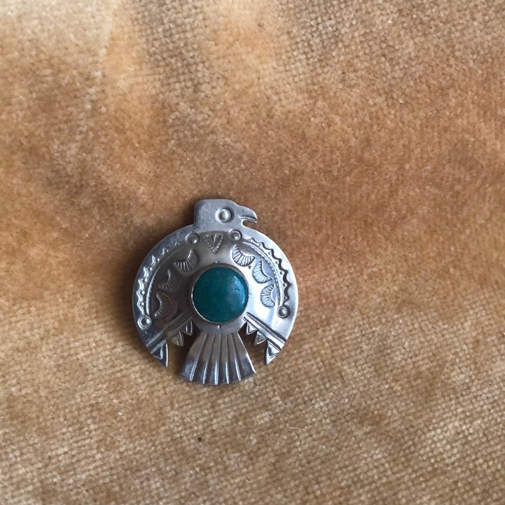 Silver and turquoise pin